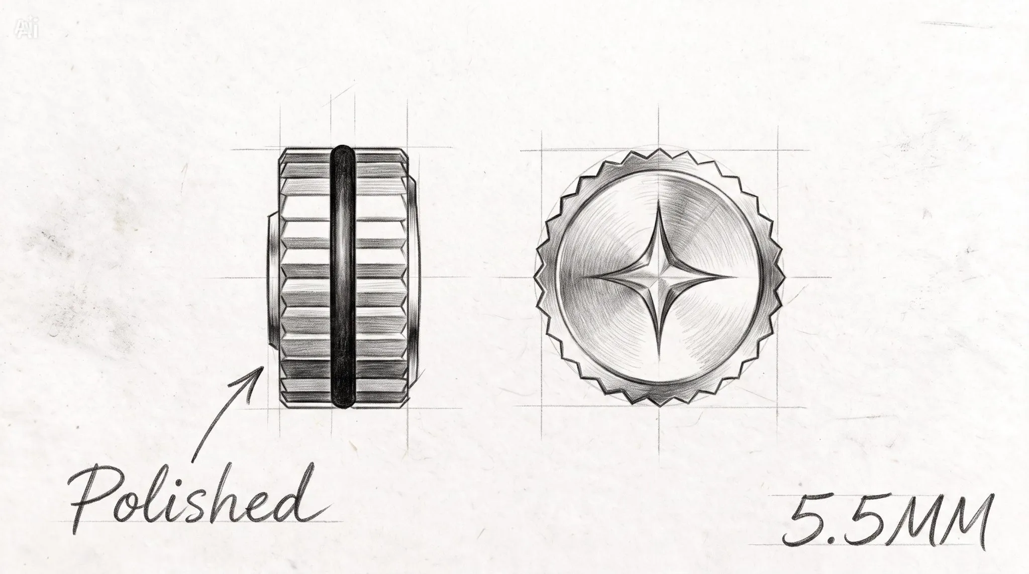 Crown design sketch - 'Polished, 5.5MM