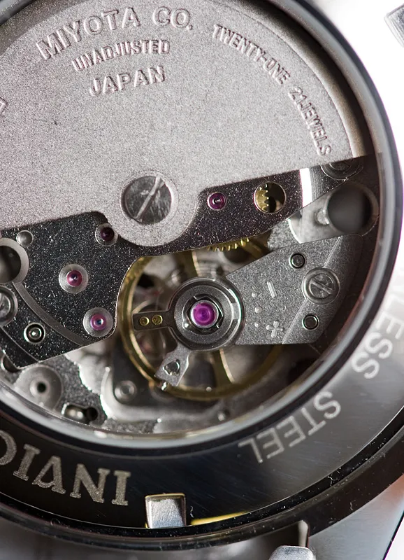 automatic movement Miyota 8215 closeup